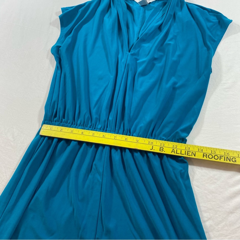 White House Black Market Teal mini dress elastic waistband V-Neck Summer Top - Picture 8 of 10